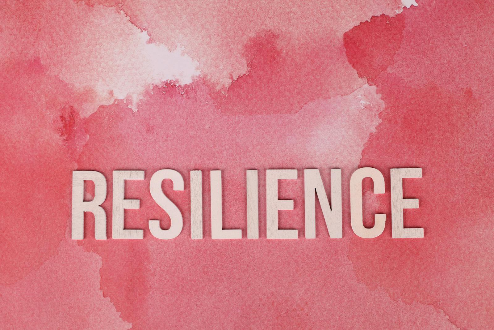 The word Resilience on a pink surface
